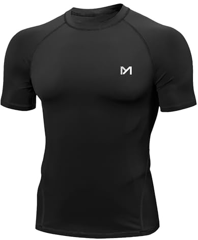 MEETYOO Men's Compression Shirt, Base Layer Top Long/Short Sleeve T-Shirt Sports Gear Fitness Tights for Running Gym Workout