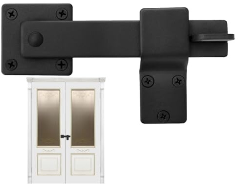 Verrou de porte de poulailler en bois - Serrure de porte pivotante en acier au carbone - Ferrure de porte noire - Serrure de porte facile à utiliser pour volets