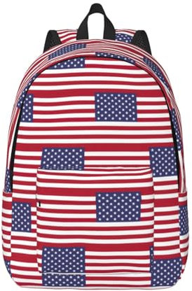 LGHDFYO Zaino da viaggio con bandiera americana per donne e uomini, con spallacci rinforzati per lavoro, viaggi, Nero, M