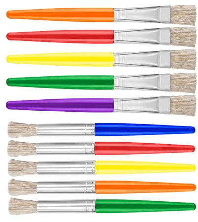 10-Stück Malen Pinsel Kinder, Malpinsel für Kleinkinder, Wasserfarben Kinder ab 2 Jahre, Große Pinsel Runde und Flache Pinselset, Wasserfarben Pinselset für Abwaschbare Farbe Acrylfarbe Malanfänger