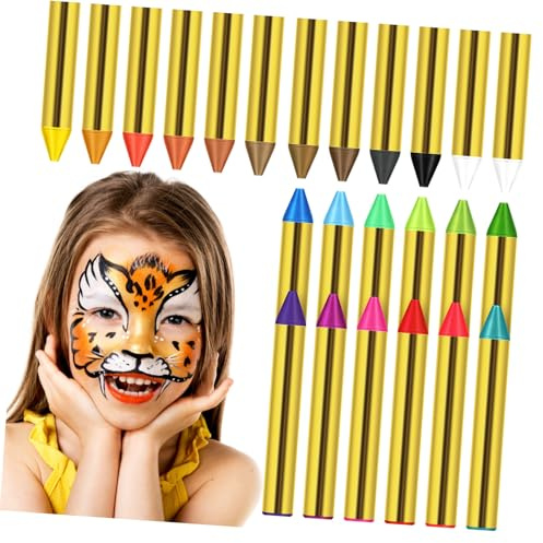 Housoutil 1 Schachtel Umweltfreundliche Öl Wachsmalkreiden Farben Bunte Tragbare Face Paint Crayons Langanhaltend Hautfreundlich Leicht Abwaschbar für Body Paint für Erwachsene Cosplay Make