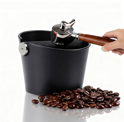 Bumabery Espresso Abschlagbehälter Barista Knock Box für Siebträgermaschinen Mit rutschfestem Boden & Silikon-Klopfstange Abnehmbar & Leicht zu reinigen ABS + Silikon