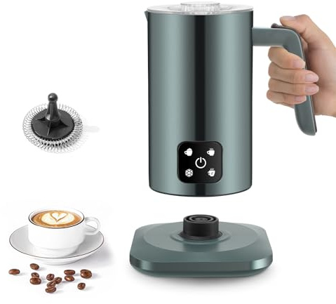Milk Frother Electric 4 in 1 Milk Steamer Coffee Maker, 350ML Large Capacity Milk Heater and Warmer for Hot & Cold Milk Foamer for Latte Coffee Hot Chocolate Cappuccino (Green)