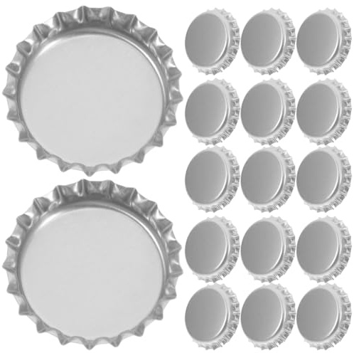TEHAUX 100 Stück Kronkorken für Bierflaschen – 31 mm, silber, flach, für DIY-Bastelarbeiten, Anhänger oder Scrapbooking