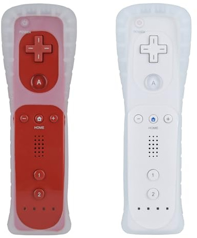 Snrigw Ersatzfernbedienung kompatibel mit Wii/Wii U Controller with Nunchuck mit Motion Plus, für Wii/Wii U Konsole, 2 Pack (Rot und Weiß)