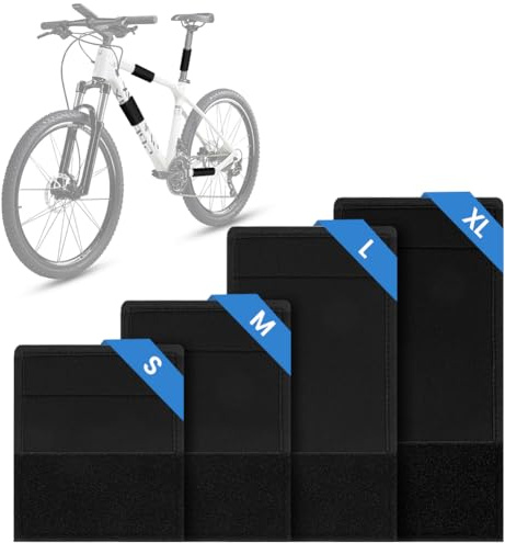 AOOWU Fahrrad Rahmenschutz 4er Set, Transportschutz für Fahrradträger, Carbon Rahmen Kratzschutz, Ebike Rahmenschutz Befestigung, Neopren Fahrrad Zubehör für Thule Fahrradträger(Schwarz, kleine Größe)