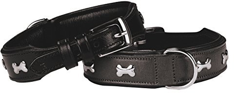 Nobby Leder Halsband CERRO, schwarz/braun 40 cm (36-39 cm), 30 mm, 1 Stück