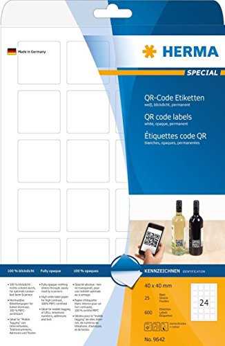 Universaletiketten 40x40 weiß HERMA 9642 QR-Code