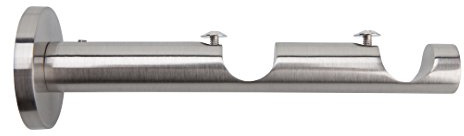 DécoProfi Wandträger 2-läufig, Edelstahloptik (Nickel gebürstet), für 20 mm Gardinenstangen/Innenlaufschienen