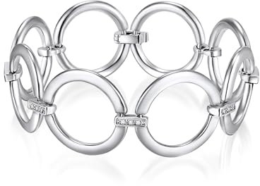 Rafaela Donata Damen Armband aus Metall-Legierung verziert mit Kristallen weiß - Modeschmuckarmband aus Kettengliedern