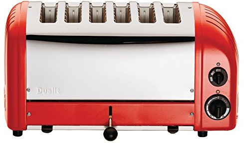 Dualit GD395 Vario Toaster, 6 Slice, 195 Slices/hr, 3kW, 220 mm H x 460 mm W x 210 mm D, Red