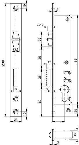 ROTO 223922 Schmalkasten-Rollfallenschloss 884 | Dornmaß: 20 mm | PZ