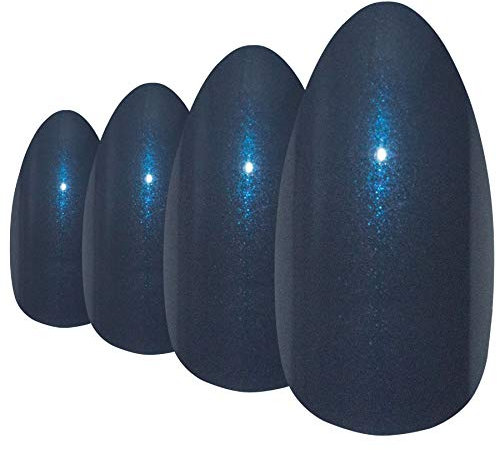 Bling Art Almond False Nails Fake Stiletto Glitter Grey Acrylic Long Tips Glue