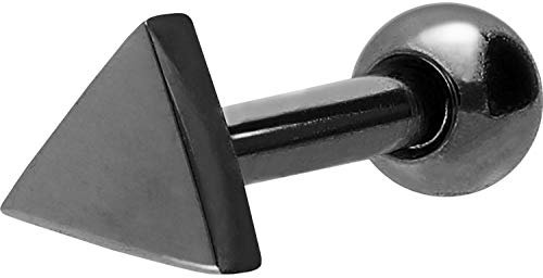 PIERCINGLINE Chirurgenstahl Ohrpiercing DREIECK Piercing Schmuck Ohr Stecker Helix Schwarz