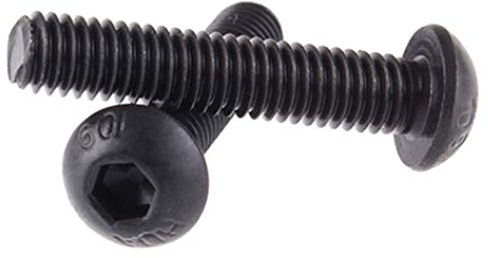 Yudesun Herramientas Ferretería Clavos Tornillos Cabeza Allen - Acero Carbono Hexágono Botón Seta Cabeza Tornillo de Máquina Negro Allen Pernos M6 x 45