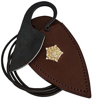 Mythrojan Couteau avec fourreau en cuir, petit couteau viking, couteau à anneau, couteau à doigts