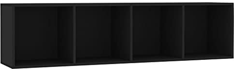 vidaXL Bibliothèque/Meuble TV, Armoire de Télévision avec Compartiment, Étagère à Livres de Salon Salle de Séjour Intérieur, Moderne, Noir