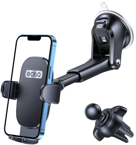 OQTIQ Handyhalterung Auto Saugnapf, Handyhalter Scheibe, 360° Drehbar Car Phone Holder Mount für Windschutzscheibe Armaturenbrett EIN-Knopf-Release Lüftung für iPhone Samsung