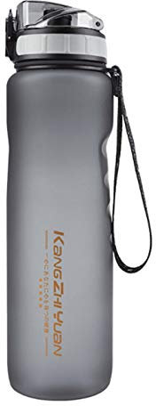 N YUQI Bouteille d'eau De Sport Joint Anti-dérapant Tasse en Plastique Étanche Couvercle De Ressort Serrure Tasse d'eau Extérieure 8066-650ML Gris uni