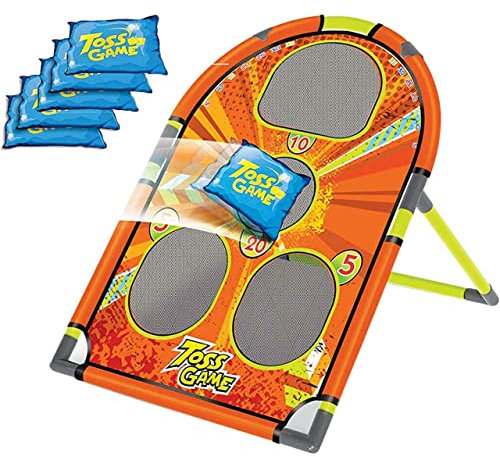 The Magic Toy Shop Bean Bag Toss Game Set – Portable Indoor & Outdoor Garden Cornhole for Kids & Adults – Target & Throwing Game with 6 Bean Bags – School Sports Day, Summer Fair Carnival Toy
