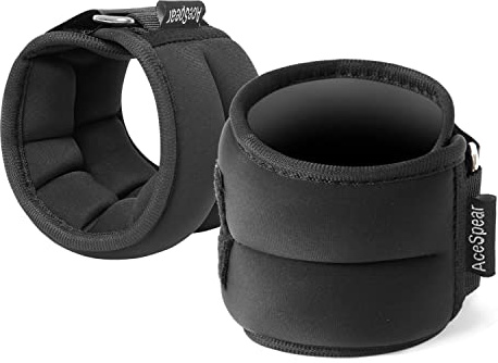AceSpear Ankle Weights Sets for Men Women Kids 1lb 2lb 3lb 4lb 5lb Leg Weights Arm Wrist Weights Gym for Foot Exercise Training Workout Walking Jogging Yoga (Black, 1 lb x 2)