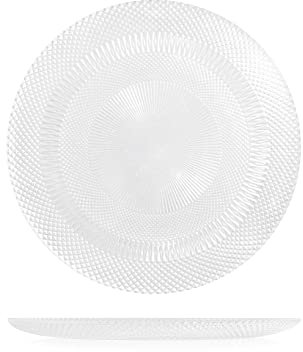 H&H Glow Set 6 Piatti Piani, Vetro, Trasparenti, 28cm
