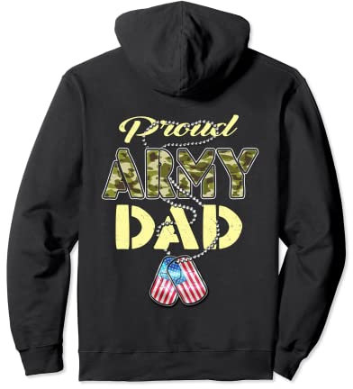 Proud Army Dad US Flag Dog Tags Tarnmuster Pullover Hoodie