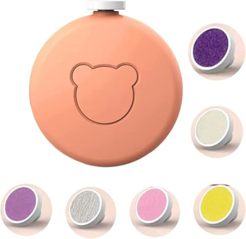 Coupe-ongles Électrique pour Bébé, Lime à Ongles pour Enfants, 6 en 1 Kit de Tondeuse à Ongles pour Nouveau-Nés Enfant et Adulte têtes de meulage remplaçables(Orange, Piles non incluses dans le colis)