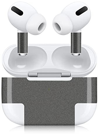 Finest Folia Aufkleber Set kompatibel mit Apple AirPod Pro kabellose Bluetooth Kopfhörer und Ladecase Vinyl Folie Skin Design Cover passgenau R190 (Pro, 02 Glitzer Grau)