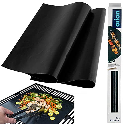 Grillmatte Grillnetz Matte aus Teflon Teflon-Matte Antihaft Grillunterlage mit Antihaftbeschichtung zum Grillen Backen im Ofen wiederverwendbar feinmaschig 2er Set, 40x33 cm