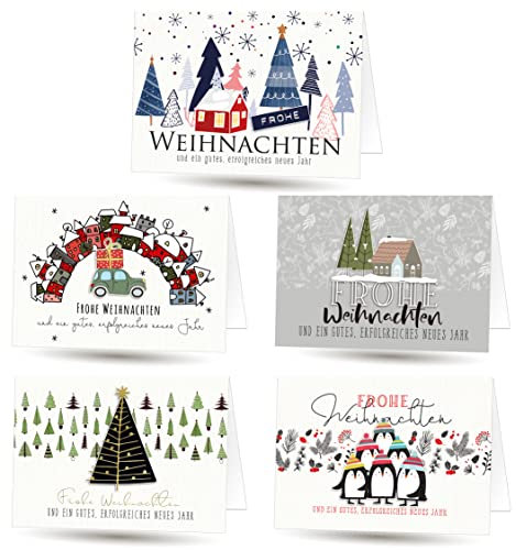 10 Stück Weihnachtskarten Klappkarten Set mit Briefumschlag. Format 17x12 cm (nicht das kleinere A6 Format)
