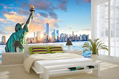 DIMEX LINE Non-Woven Photo Wallpaper NEW YORK with THE Statue of Liberty 375 x 250 cm - Non-Woven Wallpaper, wall Mural, wall Art - Wallpaper for Living Room, Bedroom, Office, Kitchen