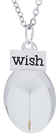 Aloha Collana Dente di leone Esprimi un desiderio Fiore Vero Soffione Idea Regalo Donna Compleanno Amica Catenina in Acciaio Collaneby