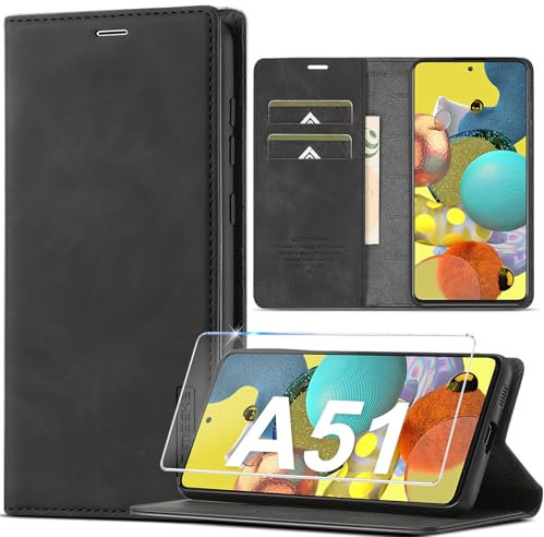 Ailicici für Samsung Galaxy A51 Hülle Leder [Mit Schutzfolie] Handyhülle für Samsung A51 Hülle Klappbar Leder Flip Wallet Stoßfeste Case Schutzhülle Holster Klapphülle für Samsung Galaxy A51 4G Hülle