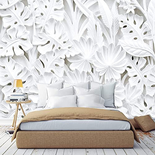 Carta Da Parati Muro 3D Foglie Di Gesso Cammeo Carta Da Parati Moderna 3D Fotomurali Murale