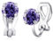 Ohrclips mit Geburtsstein Februar (Amethyst), hergestellt mit Zirkonia-Kristallen, Kristall, Zirkonia-Kristall