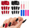Kiiwah 48 Pièces Faux Ongles Ballerine, Longs Faux Ongles, Press on Nails, Matte Givré Ongles a Coller pour Femmes Christmas Halloween (Rouge & Noir)