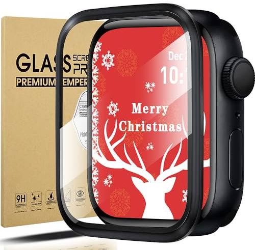 Diruite Protector Pantalla para Apple Watch SE 3/2/1 /Series 6 5 4 44mm Cristal Templado,3D Aleación Titanio Impermeable HD Protector Reloj para iWatch 44mm Smartwatch Protector[Anti-Raspado]