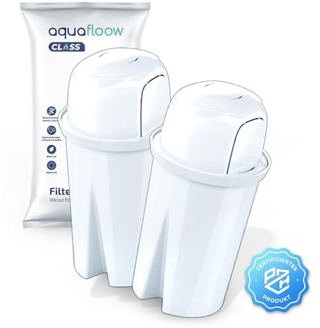 Aquafloow Wasserfilter Kartuschen für Wasserfilter Kanne, Wasser Filtersystem zur Reduzierung von Kalk, Chlor | Ersatz für Dafi Classic, Brita Classic, Wessper Aquaclassic – 2 Stück