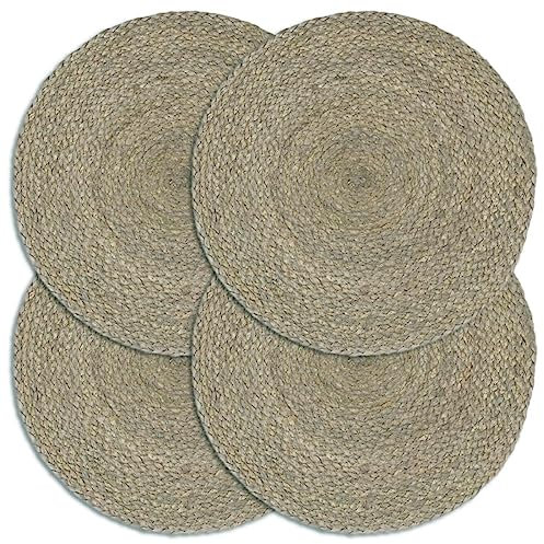 Mantel Individual 4 Unidades Liso Redondo Yute Gris 38 cm, CIADAZ Salvamanteles Individuales, Placemat, Salva Manteles - SPU:133838
