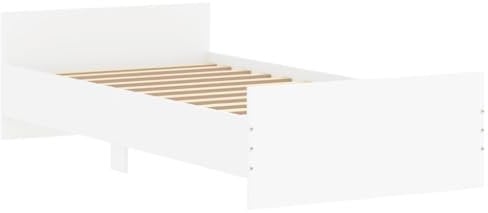 vidaXL Cadre de Lit, Lit Simple avec Sommier à Lattes, Lit Adulte, Meuble de Chambre à Coucher, Moderne, Blanc 90x200 cm Bois d'Ingénierie