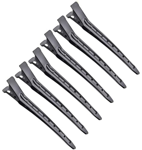 Becchi D'oca per Capelli 24 pezzi, Clip Capelli Donna 3,5 pollici, Fermagli per Capelli in Metallo, Professionali Antiruggine per Becchi per Capelli con Fori per le Estensioni dei Capelli (Nero)