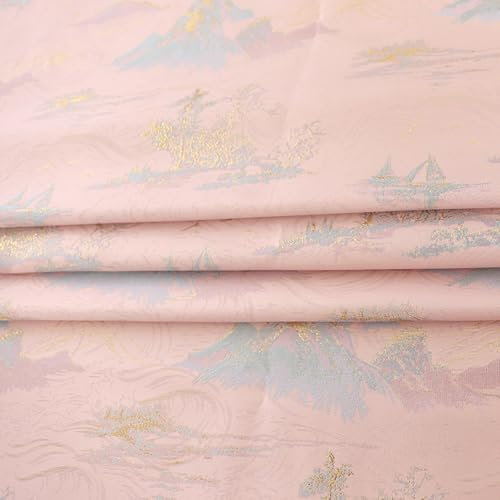Tissu de broderie damassé, tissu de satin jacquard Tissu en satin brocart for robes, jupes, vêtements, vestes de costume haut de gamme, mode, nouveau style chinois, tissus jacquard Cheongsam, 100 x 15