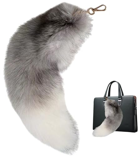 eurNhrN Therian Tail Therian Tail, 15-15,8 Zoll Fuchs Schwanzschlüsselkette, Mode flauschiger pelziger Schwanz, wunderschönes Kunstspielzeug für Handtaschen Rucksack 1