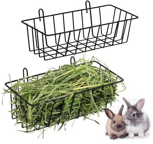2 Stück Kaninchen Heu Futterspender Meerschweinchen Heu Futterspender Mit Robustem Metallrahmen Heuhalter Futterspender Für Kleintiere Einhakbarer Futtertrog Für Hasen