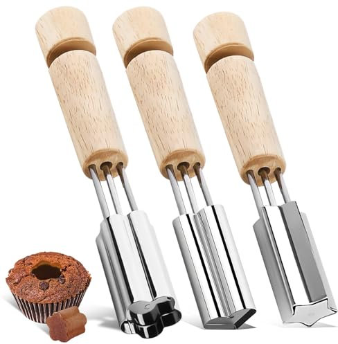 3-teiliges Cupcake-Ausstecher-Backwerkzeug aus Edelstahl,herzförmig,sternförmig,Blumentyp,Cupcake-Füller-Werkzeuge,Küchenplätzchen-Backen,Füllen und Dekorieren von Cupcake-Zubehör,Cupcake Corer