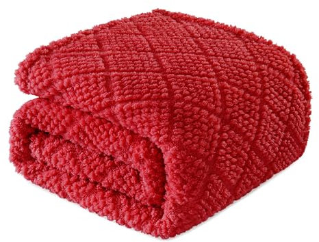 Whale Flotilla Kuscheldecke, Weiche, Warme und Flauschige Waffeldecken für Jede Jahreszeit,130X150CM, Rot