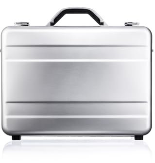 GUARDIQUE Aluminium Aktentasche, CW-021, mit Deckeleinsatz & Trennwand-Set, Attachékoffer, Aktenkoffer aus Aluminium, Alu-Koffer, Demonstrationskoffer, Schutzkoffer, Silber, 44,2 × 32,2 × 11 cm