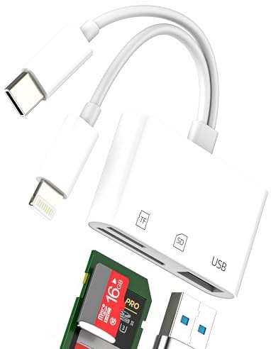 Adattatore USB C Lightning A USB(3 In 1)Lettore Schede SD Per Apple IPhone Micro SD Card Reader OTG 3.0 Cavo Per iPad Compatibile Per Samsung TF Memoria Fotocamera Porta Memory Esterno Trasferire Dati