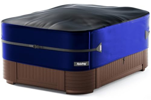 Rosefray Copertura quadrata impermeabile per vasca idromassaggio 420D, resistente, per esterni, antivento, 215,9 x 215,9 cm, blu/nero